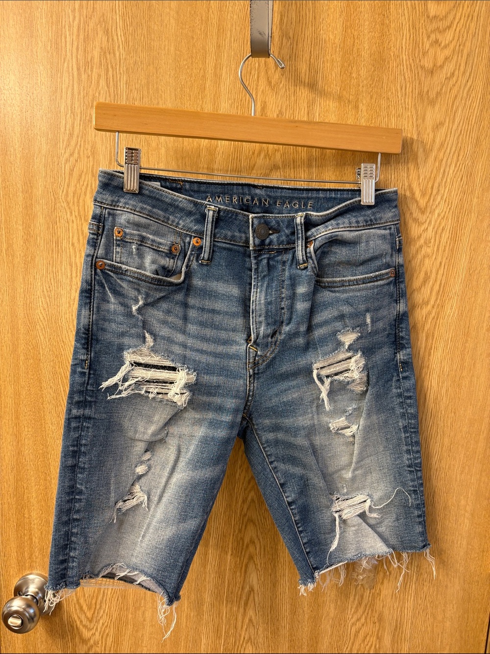 American Eagle Outfitters Distressed Blue Denim Jean Shorts